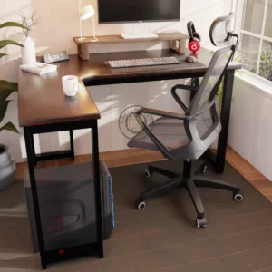 L-Shaped Gaming Desk Computer Desk with Shelf (Sheeshamwood)