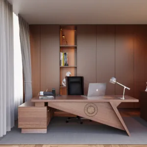 Modern L-Shaped Executive Table with side Drawers (Sheesham Wood)